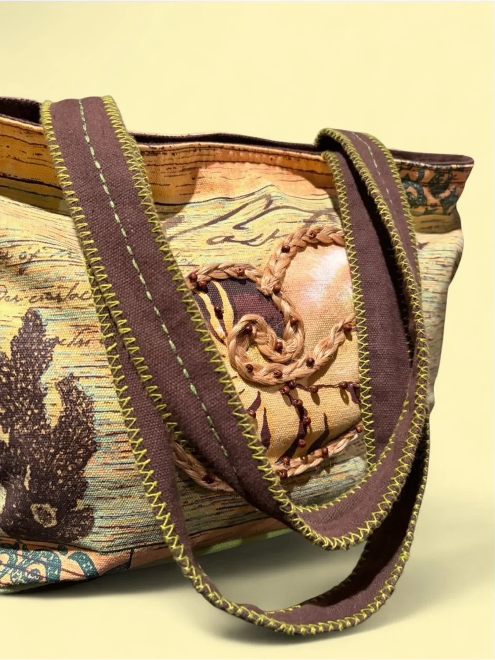 PAUL BRENT NAUTILUS SEASHELL CANVAS TOTE  PURSE TOTE BEACH BAG SUNNSAND